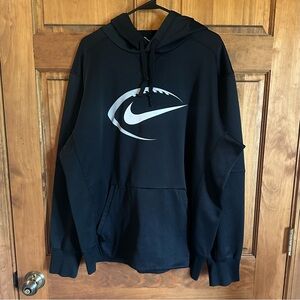 Nike Black Hoodie athletic sweatshirt with white Football Swoosh size XL
